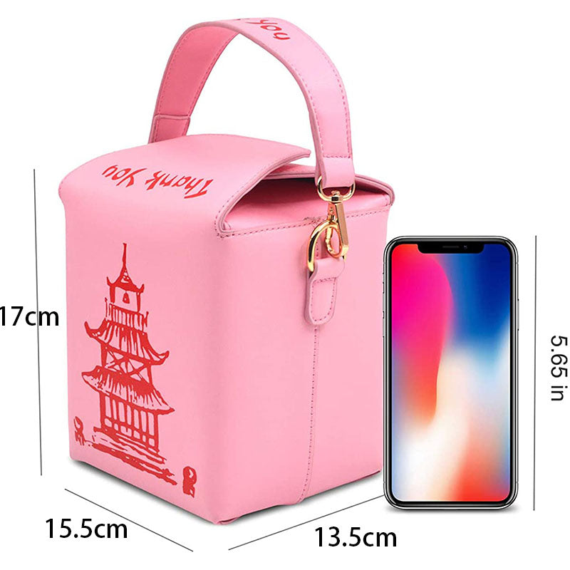 Fashion Crossbody Bag Chinese Takeout Box Style Clutch Bag for Girl-Pink
