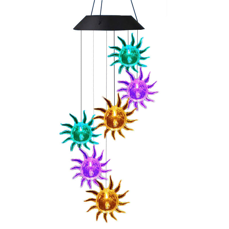 Colorful Solar Wind Chimes Gardening Gift for Mother And Grandma Christmas Decoration-Sun