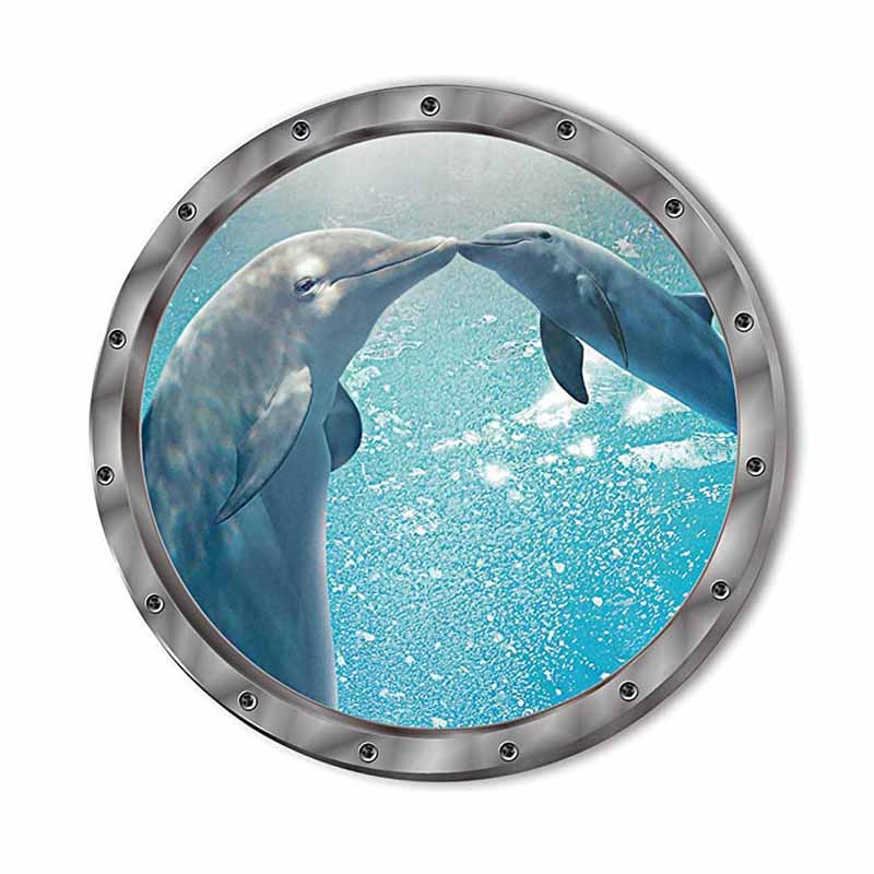 Removable 3D Under The Sea Nature Scenery Decor Submarine Window Dolphin Wall Sticker