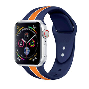Soft Silicone Watch Bands Pattern Printed Band for iWatch Series6/5/4/3/2/1/SE-BlueOrange