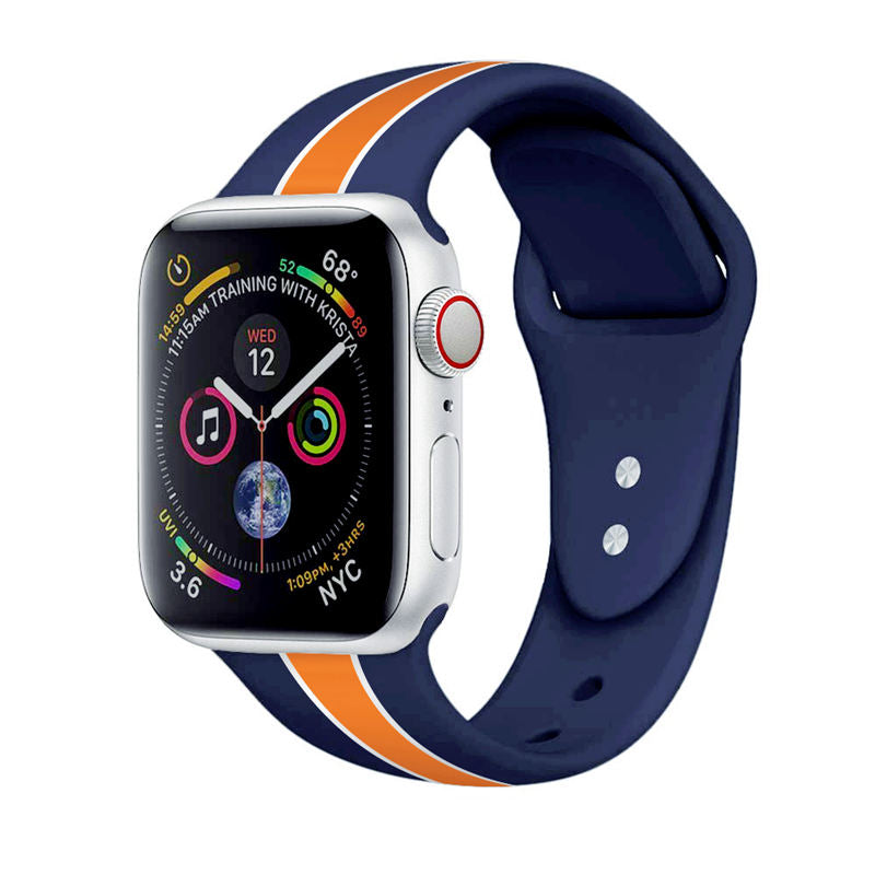 Soft Silicone Watch Bands Pattern Printed Band for iWatch Series6/5/4/3/2/1/SE-BlueOrange