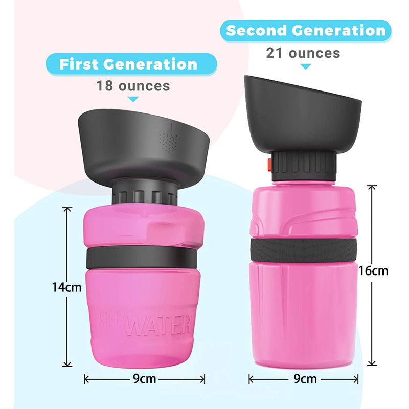 Pet Portable Water Bottles Safety Silicone Collapsible Bottle for Travel 600ML-Rose Red