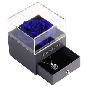 Preserved Flower Rose Gift Box for Valentines Day Anniversary Wedding-Blue