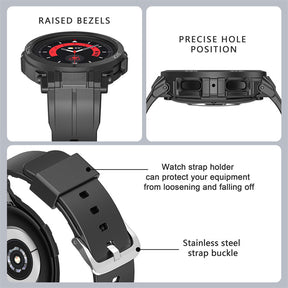 TPU Rugged Watchbands with Protective Case for Samsung Galaxy Watch 5 Pro 45mm Watch 4-Black