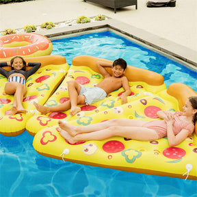 Giant Inflatable Pizza Pool Float Raft with Portable Hand Pump Fun Outdoor Swimming Accessories