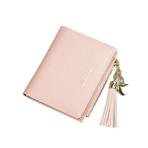 Women Small Wallet RFID Bifold Compact Wallet-Pink