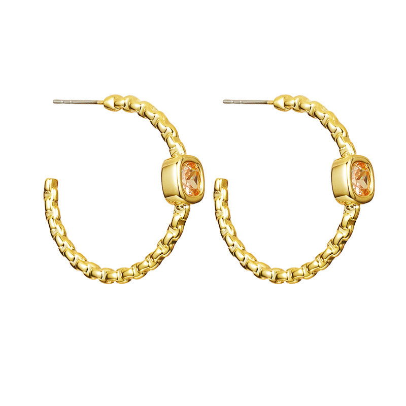 Dainty C-shaped Hoop Earrings for Women-Gold