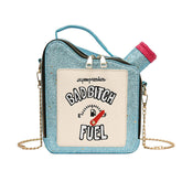 Women Fashion Sequin Crossbody Bag Fun Gasoline Handbag-Blue