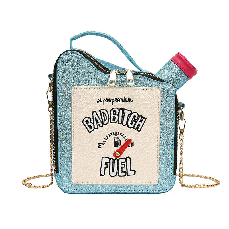 Women Fashion Sequin Crossbody Bag Fun Gasoline Handbag-Blue