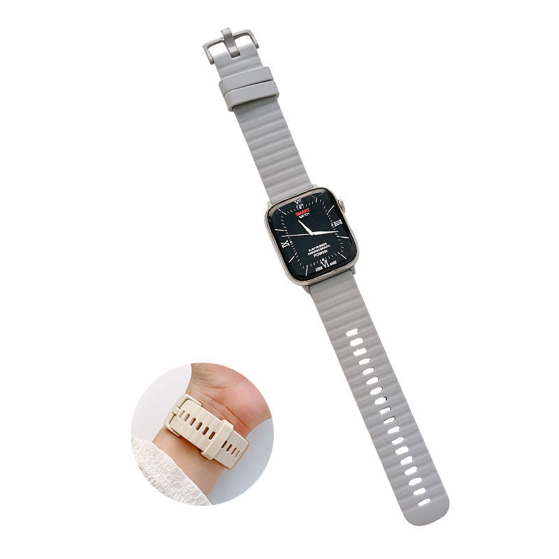 Silicone Wave Pattern Watch Band Compatible with Apple Watch- LightGray