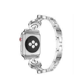 Stylish Hollow Diamond Breathable Metal Watch Band For Apple Watch SE/6/5/4/3/2/1(Silver)