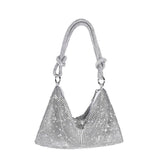 Rhinestone Purse Shiny Womens Party Handbag Hobo Bag-Silver
