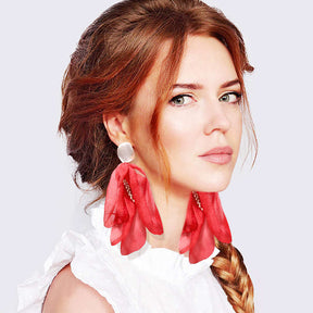 2 Pairs Women Fringe Long Floral Dangle Earrings-A