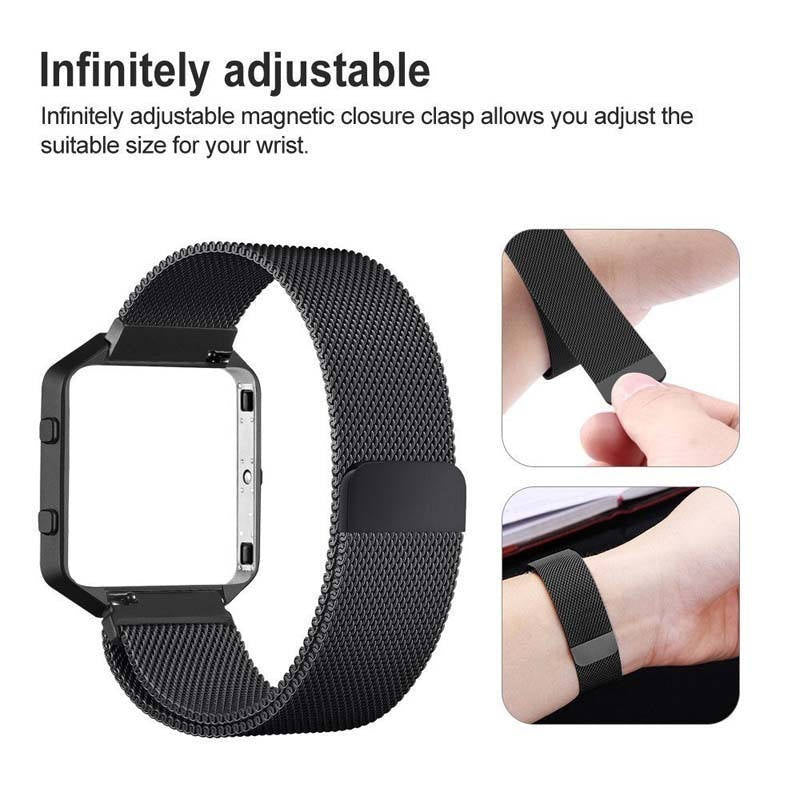 Stainless Steel Bracelet Replacement Strap Without Metal Frame For Fitbit Blaze-Silver