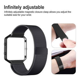 Stainless Steel Bracelet Replacement Strap Without Metal Frame For Fitbit Blaze-Gray