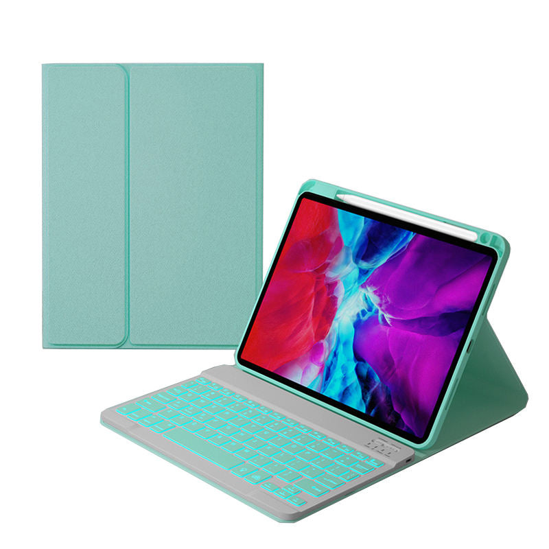 Removable Square Keyboard Case For iPad 7 Color Backlit with Pen Slot Wireless BT Lightweight Case-green