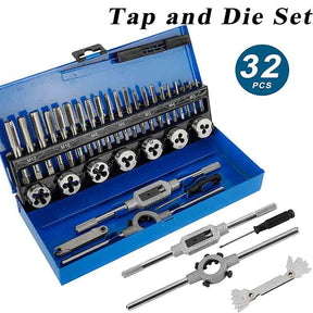 32 Pcs Tap and Die Set Metric Hardened Steel Tool for Auto and Machinery Repair