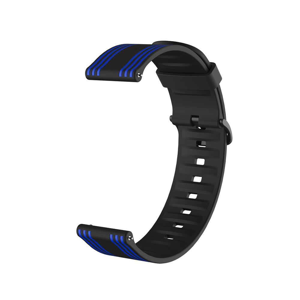 Silicone Band Striped Watch Band For Samsung Galaxy Watch 42/46mm Gear S3 Frontier/Classic(Black Blue)