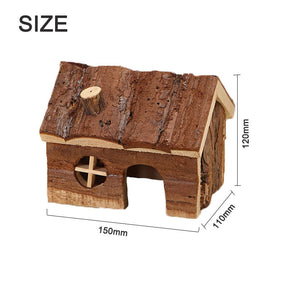 Hamster Wooden House Small Pet Hideout with Chimney