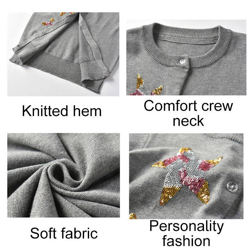 Toddler Girls Cardigan Sweater Knit Ruffles Crew Neck Outwear Coat-Grey