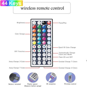 16.4ft/32.8ft Led Strip Lights RGB 2835 Color Changing LED Light Strips Kit with 44 Keys Ir Remote