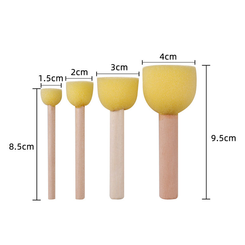4 Pcs Kids DIY Round Sponge Brushes Graffiti Tool Set