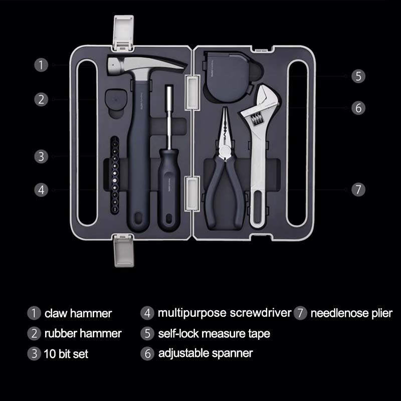 7 Pcs Hand Tool Set with Screwdriver Wrench Hammer for Home Repair