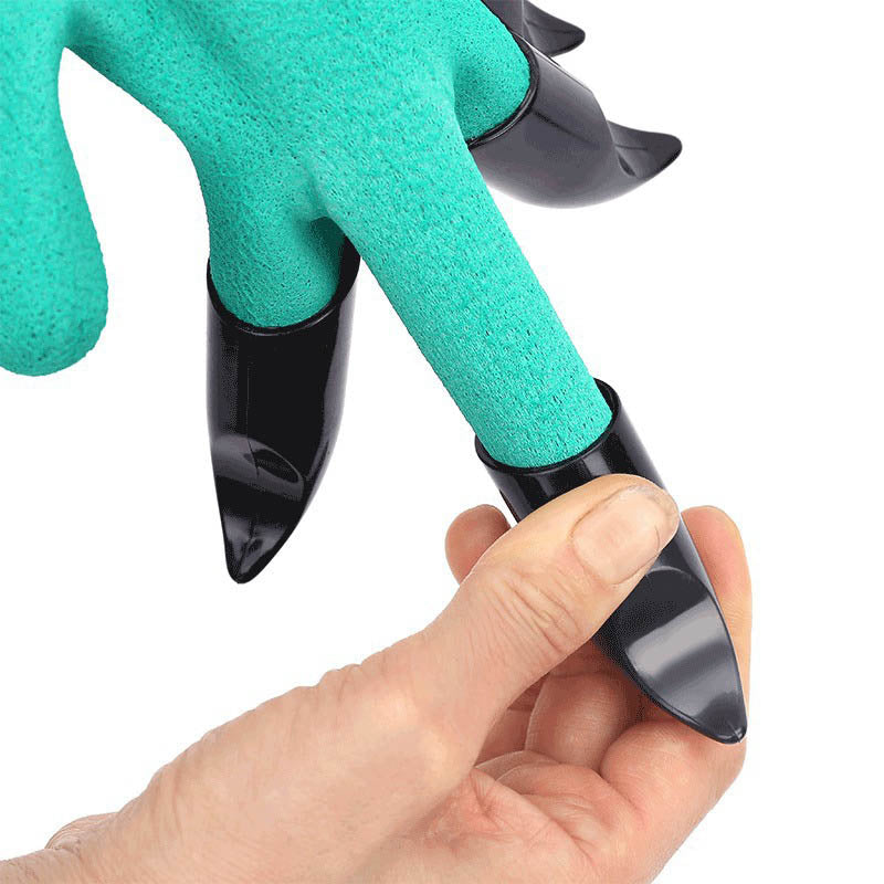 Home & LivingGarden Waterproof Gloves with Hand Sturdy Claws for Digging Weeding Seeding Poking Planting -Green