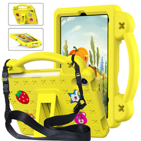 Strawberry iPad Mini 6 Case 8.3 Inch Shockproof Cover with Handle Band Shoulder Strap-Yellow