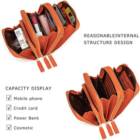 Crossbody Phone Bag for Women Small Shoulder Bag Cell Phone Wallet Purses and Handbags with 14 Credit Card Slots-Orange