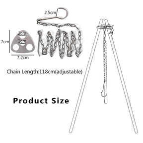 Stainless Steel Camping Tripod Board with Adjustable Chain for Hanging Cookware