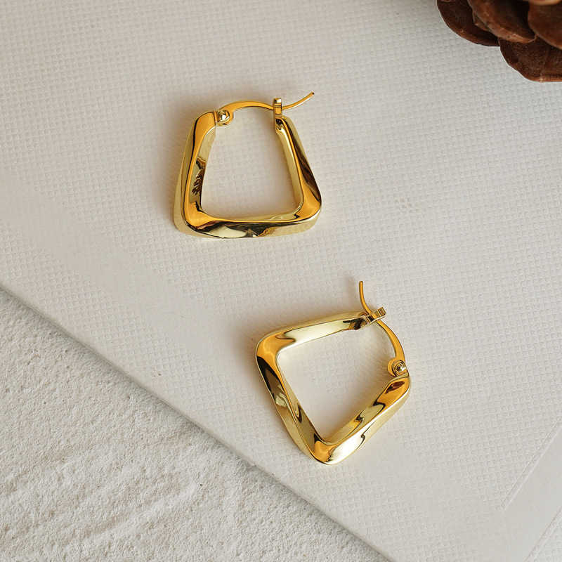 Boutique Trendy Gold Mental Geometric Irregular C Shape Stud Earrings For Women Girl