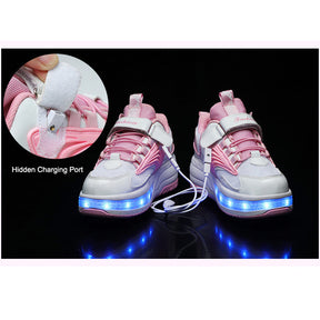 Ultralight Sneaker Roller Skate Shoes with Quad Roller for Children-Black