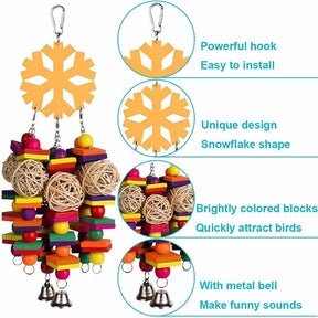 Parrot Chew Toy with Bell and Color Wooden Beads