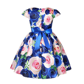 Girls Dresses Flower Girl Wedding Dress Elegant Floral Dress-Colorful Blue