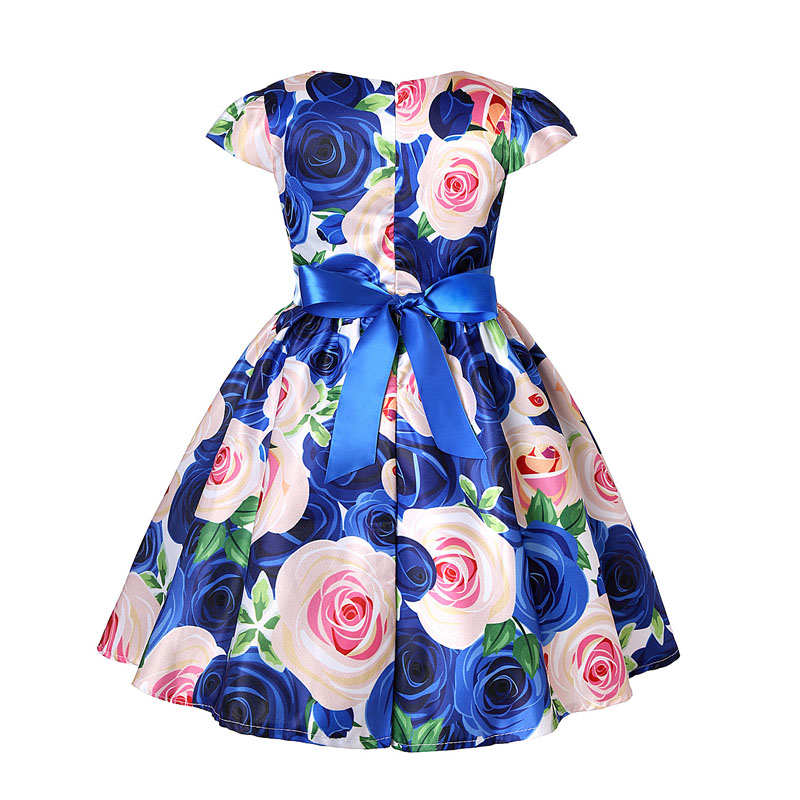 Girls Dresses Flower Girl Wedding Dress Elegant Floral Dress-Colorful Blue