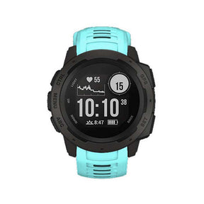For Garmin Instinct Watchband Soft Silicone Adjustable Replacement Strap 22MM Black Steel Buckle-Teal