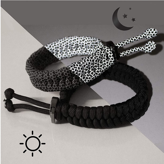 2 Pcs Adjustable Sizes Fish Tail Paracord Survival Bracelets With Metal Clasp-D