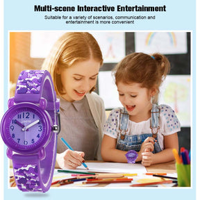 Girls Silicone Camouflage Watches 3D Cartoon Military Watches-Purple