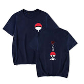 Mens Tops Japanese Anime Naruto Same Style Trend Short Sleeved T-shirt-E Blue