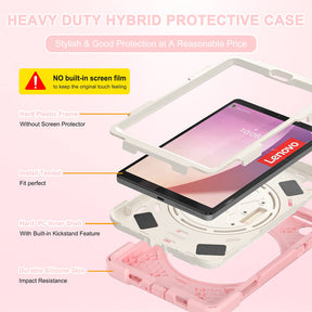Tablet Case Heavy Duty with Swivel Stand for Lenovo Tab M8 4th Gen-SakuraPink