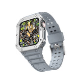 Sport Rugged Watchbands with Bumper Case Compatible for Apple Watch-Silver Grey
