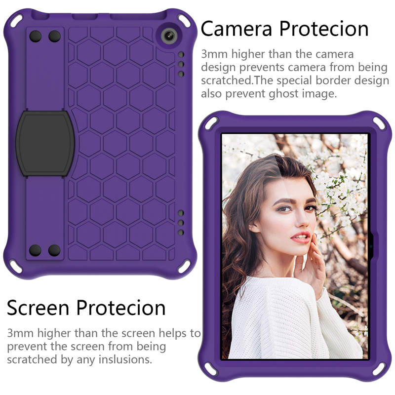 Hive Kindle Fire HD8/HD8 Plus (2020) Tablet Case Durable Stand Cover With Shoulder Strap-PurpleBlack