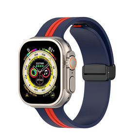 Silicone Bicolor Band with Magnetic Folding Buckle for Apple Watch-12