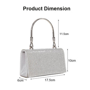 Womens Handbag Glitter Rhinestones Bag Evening Clutch for Party Wedding-Silver