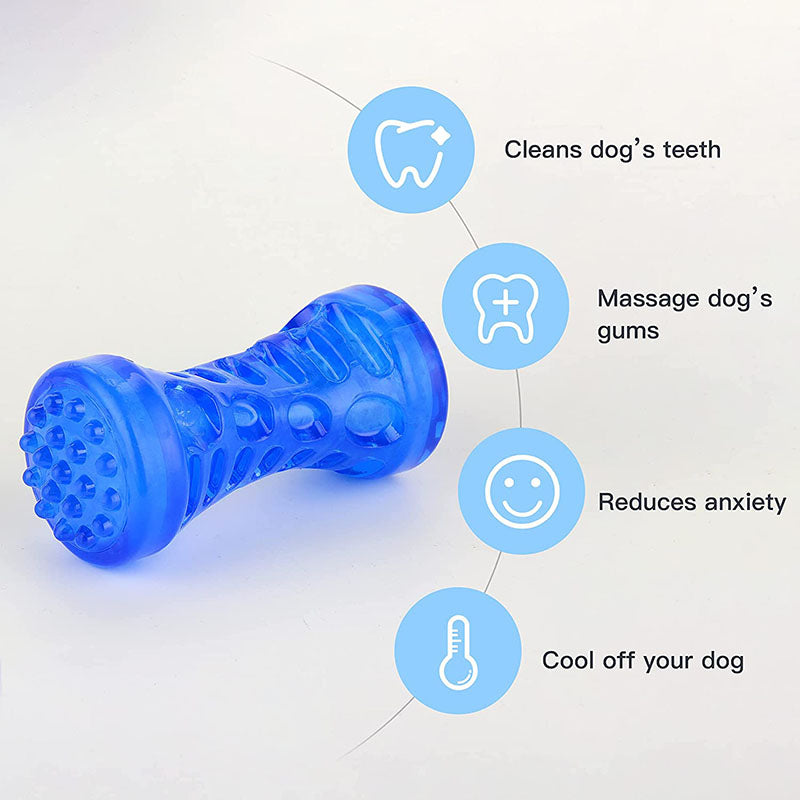 Pet Squeaky Chew Toys for Dogs Teething Cleaning-Short Dumbbell