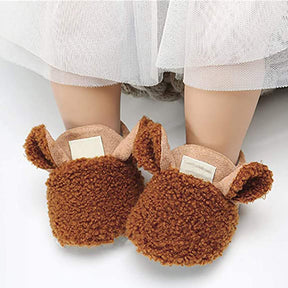 Infant Baby Boys Girls Slipper Stay On Non Slip Soft Sole 0-18 Months Cotton Plush Shoes-Brown