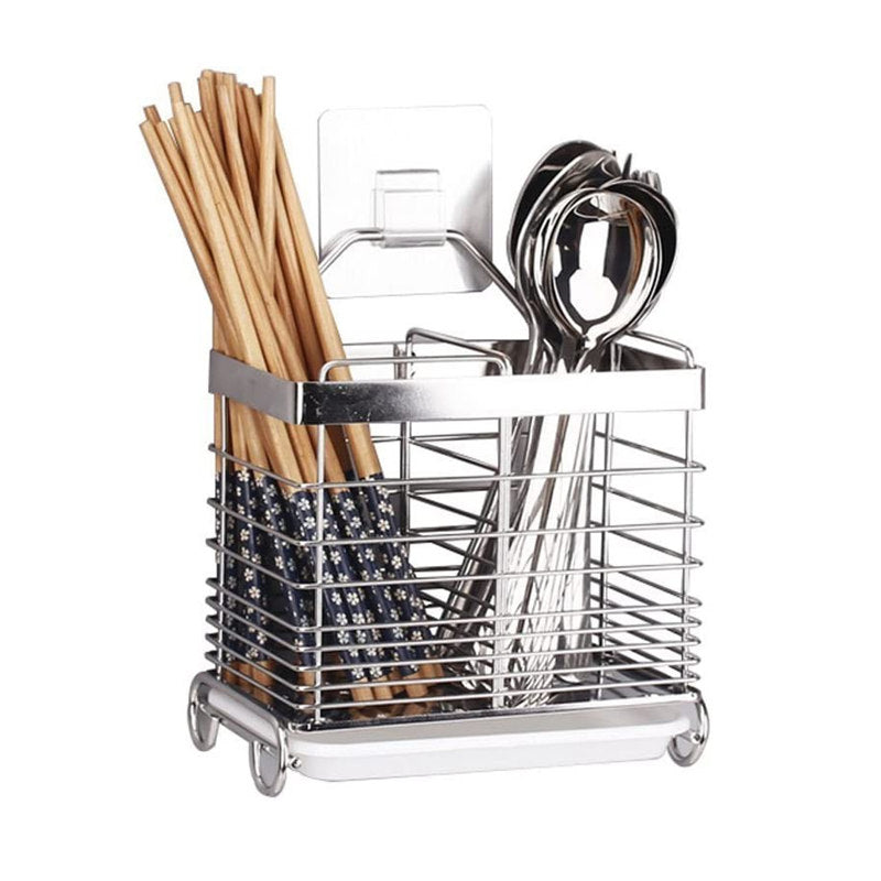 Square Utensil Drying Rack 304 Stainless Steel Hanging 2 Compartments