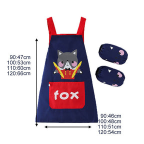 Children Cute Animal Pattern Painting Waterproof Apron Set-Fox