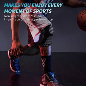 Professional Sports Knee Brace Fitness Spring Support Silicone Anti-collision Knee-BlackGrey